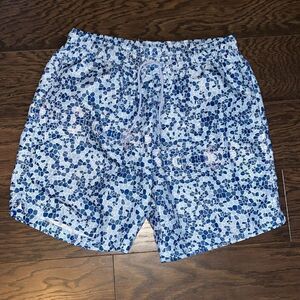 $75 Tailorbyrd lined resort sailboat blue shimmer swimming pool trunk shorts L